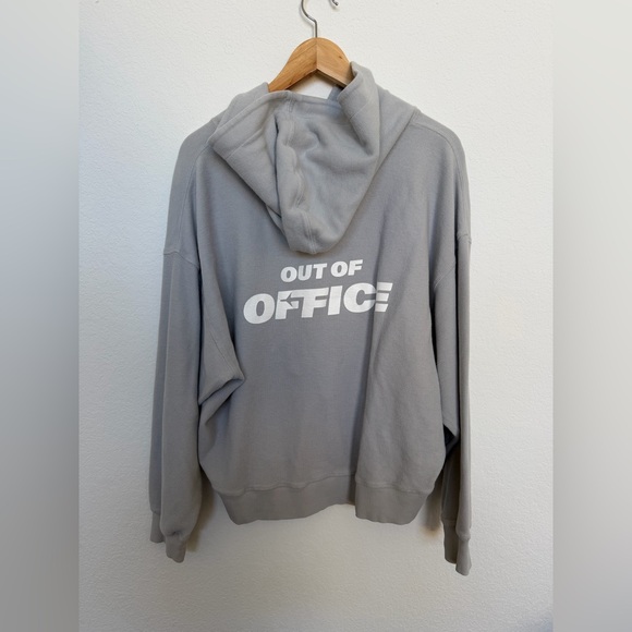 Bo+Tee Out Of Office Hooded Sweatshirt Oversized Cropped Light Grey L/XL - Picture 2 of 6